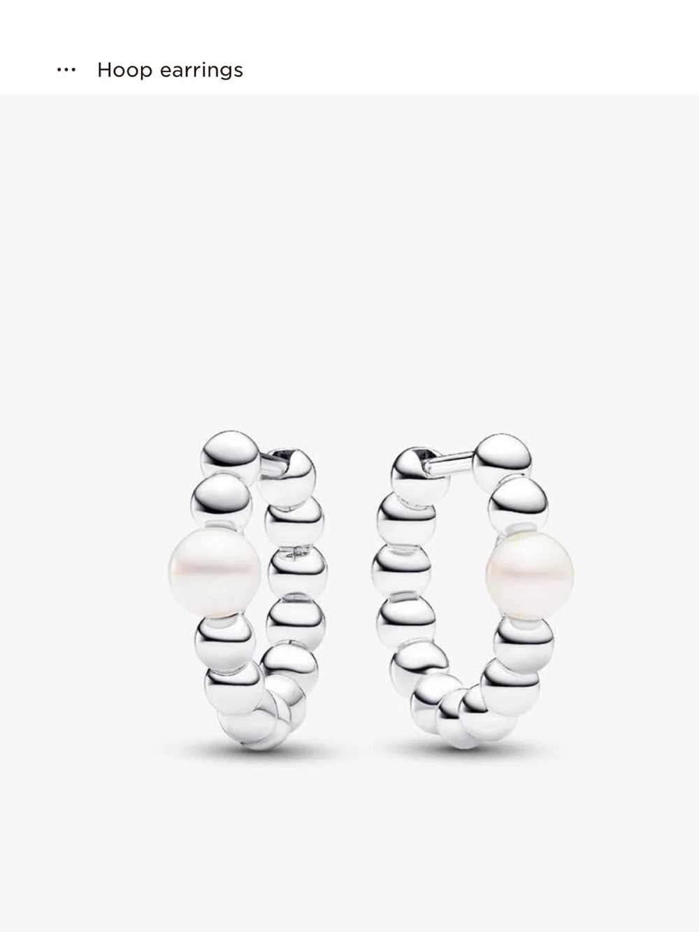 Pandora Sterling Silver & Pearl Accent Hoop Earrings